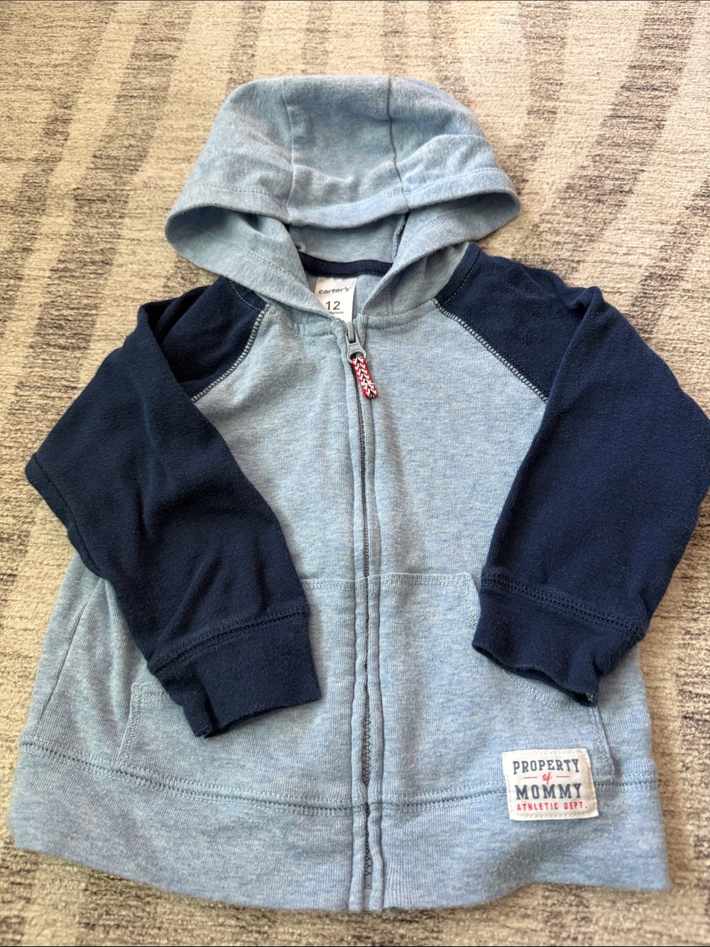 Carter’s Hooded Zip Jacket - Light Blue with Navy Sleeves